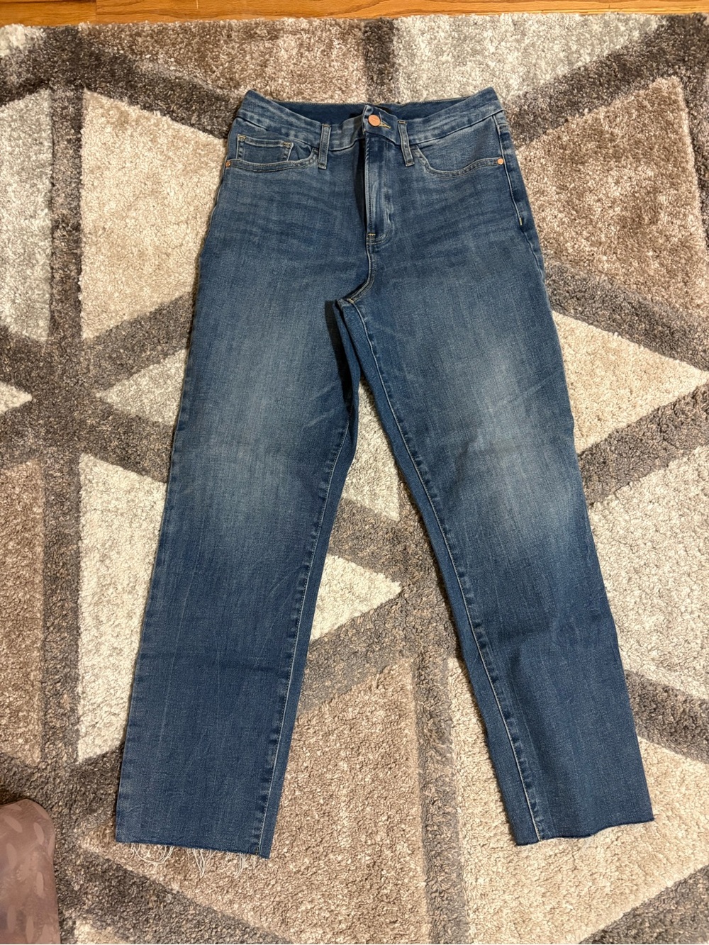 Express High-Rise Jeans in Medium/Dark Blue